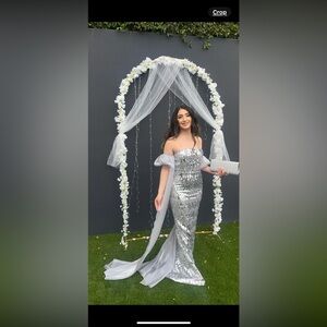 SHEIN Silver Sequin Prom Dress
